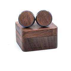 Men's Round Wooden Cuff Links