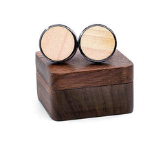 Men's Round Wooden Cuff Links