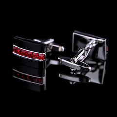 Men's Red Crystal Patterned Cuff Links