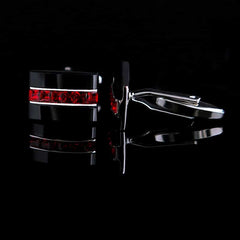 Men's Red Crystal Patterned Cuff Links