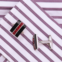 Men's Red Crystal Patterned Cuff Links