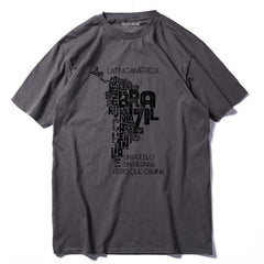 Men's Fashion Street Style Map Printed T-Shirts