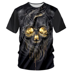 Men's Flame Skull Print T-Shirt