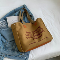 Canvas Bag for Women with Letter Print