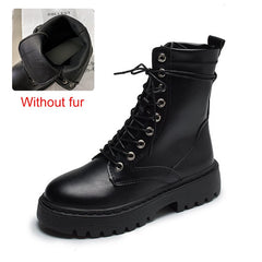 Women's Fashion Leather High Ankle Boots