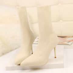 Women's Sock Style High Heel Boots