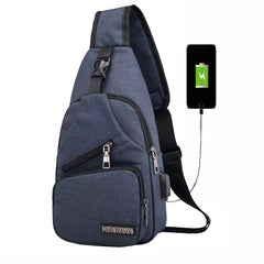 Men's Flat Shoulder Bag with USB Port
