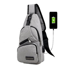 Men's Flat Shoulder Bag with USB Port