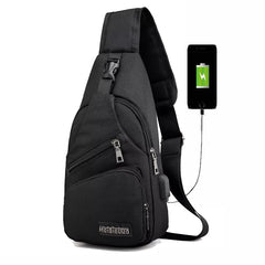 Men's Flat Shoulder Bag with USB Port
