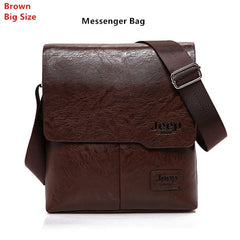 Men's Leather Messenger Bag with Phone Case