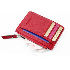 Leather Women's Credit Card and ID Holders with Zipper Closure