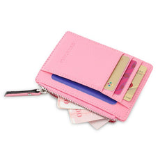 Leather Women's Credit Card and ID Holders with Zipper Closure