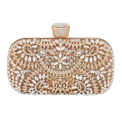 Women's Floral Patterned Crystal Evening Clutch
