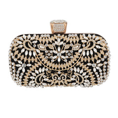 Women's Floral Patterned Crystal Evening Clutch