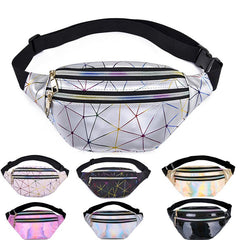 Women's Holographic Geometric Patterned Waist Bag