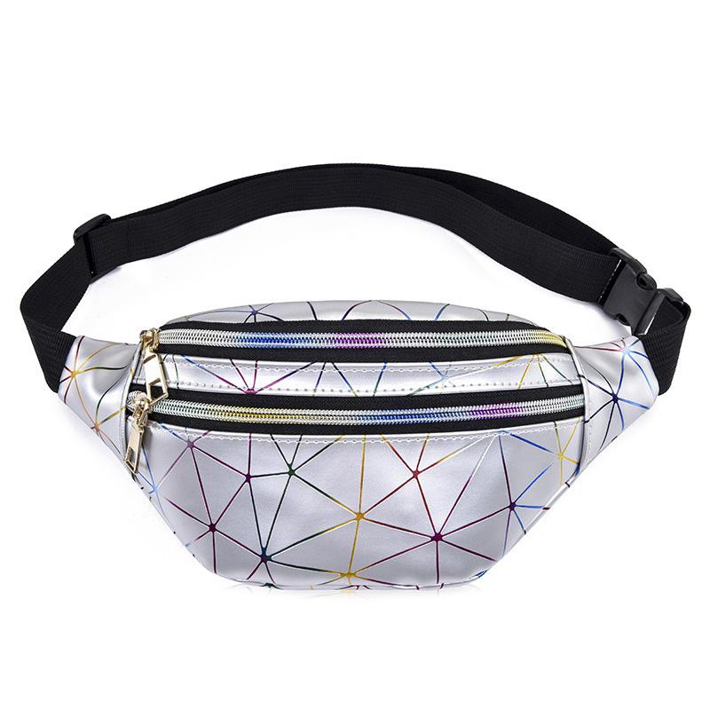 Women's Holographic Geometric Patterned Waist Bag