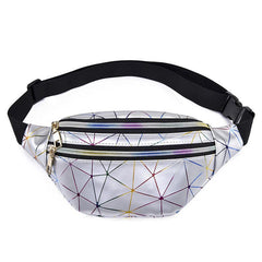 Women's Holographic Geometric Patterned Waist Bag