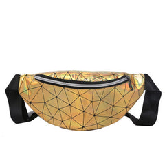 Women's Holographic Geometric Patterned Waist Bag