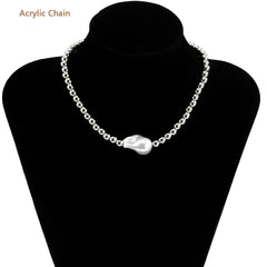 Women's Baroque Pearl Chain Necklace