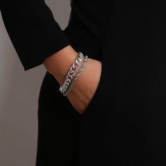 Curb Cuban Chain Bracelets Set for Women, 4 Pcs