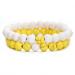 Classic Natural Stone Yin Yang Beaded Bracelets, 2Pcs/Set