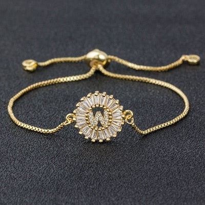 Women's Crystal Patterned Letter Bracelet