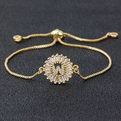 Women's Crystal Patterned Letter Bracelet