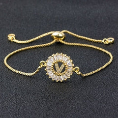 Women's Crystal Patterned Letter Bracelet
