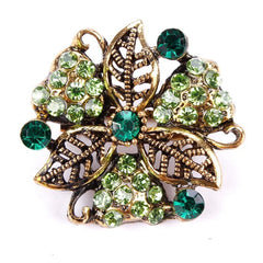 Vintage Crystal Flower Shaped Brooches