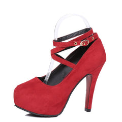 Cross-Tied Ankle Strap Pumps