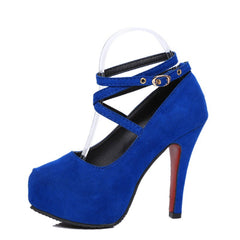 Cross-Tied Ankle Strap Pumps