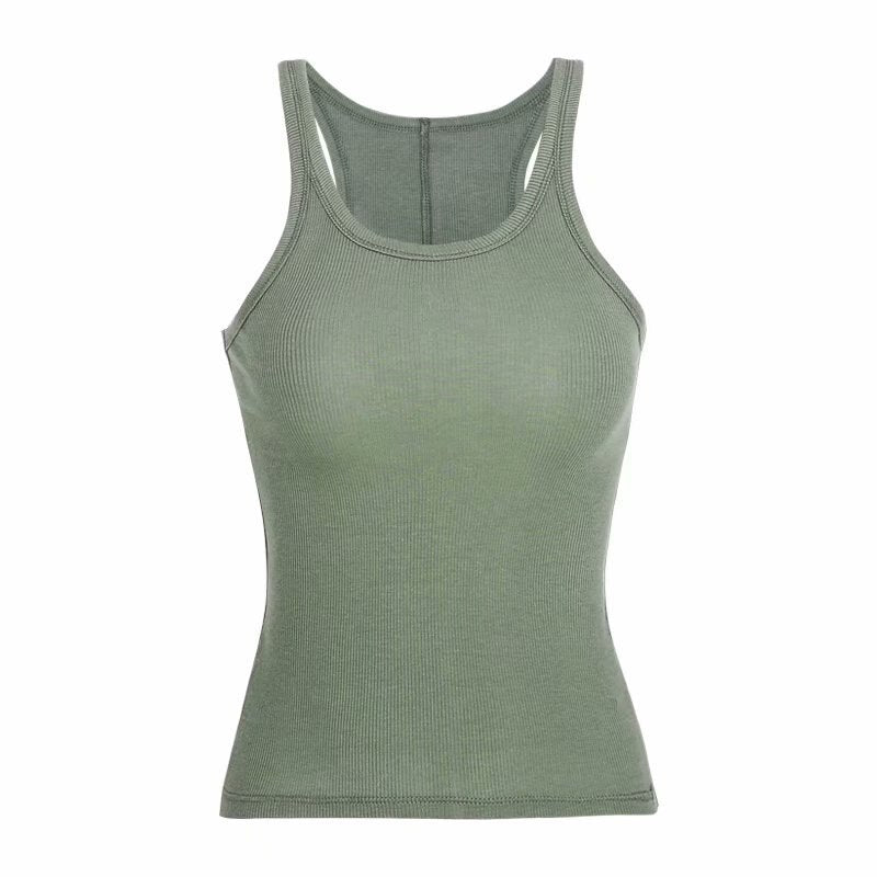 Solid Color Basic Ribbed Knitted Tank Top