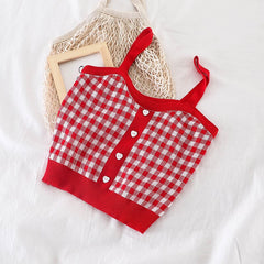 Women's Plaid Top with Buttons