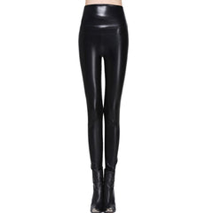 Fashion Casual High-Waisted Elastic Leather Women's Leggings