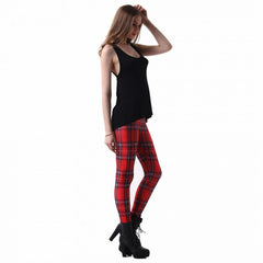 Cute Casual Plaid Elastic Women's Leggings