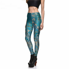 Cute Casual Blossom Patterned Elastic Women's Leggings