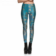 Cute Casual Blossom Patterned Elastic Women's Leggings