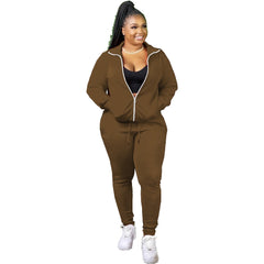 Women's Contrast Zipper Jacket and Joggers Set