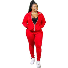 Women's Contrast Zipper Jacket and Joggers Set