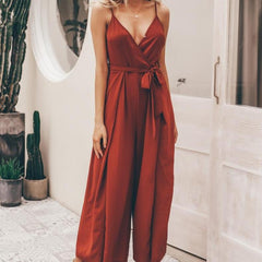 Red Solid Women's Jumpsuit