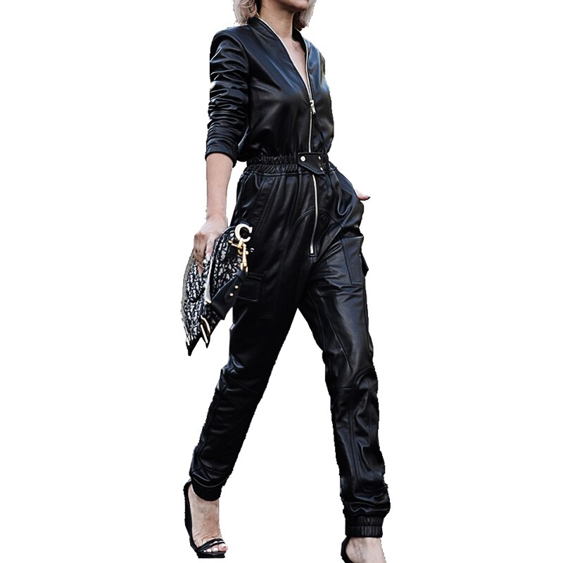 Women's Eco-Leather Jumpsuit