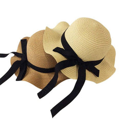 Ribbon Wavy Straw Hat for Kids