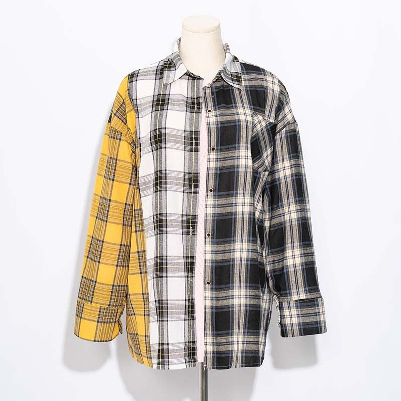 Women's Patchwork Plaid Shirt