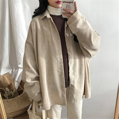 Oversized Warm Corduroy Shirt for Women