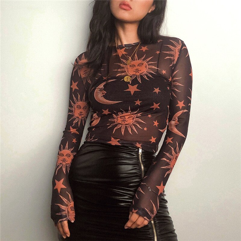 Women's Transparent Moon Printed T-Shirt