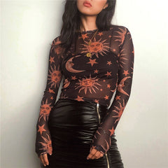 Women's Transparent Moon Printed T-Shirt