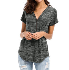 Colorful Cotton Women's T-Shirt with Zipper