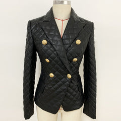 Cotton Padded Black Leather Jacket for Women