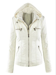 Women's Hooded Leather Jacket