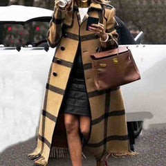 Women's Long Plaid Autumn Coat
